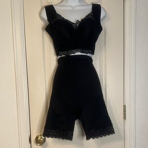 Elegant Black Lace Bralette and Shape wear Short